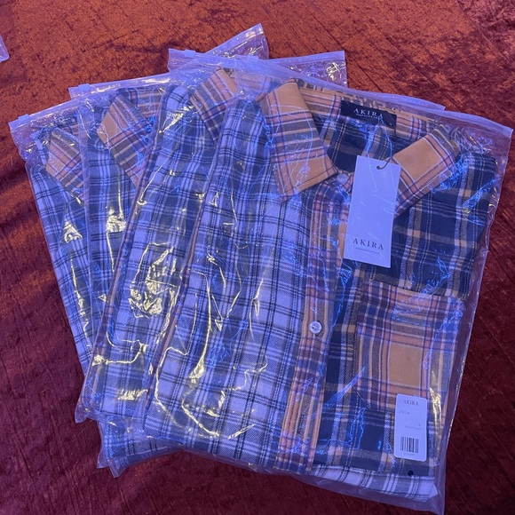 Akira Piece It Together Plaid Patchwork Button-Down Shirt - Picture 3 of 3